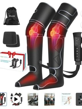 ALLJOY FULL Leg Compression Massager Boots - Black NIB